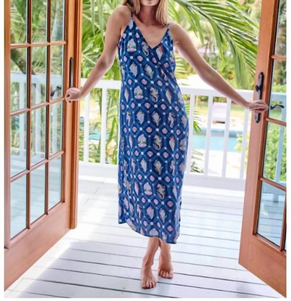 NEW PRINTFRESH women's eco satin nightime dress in navy